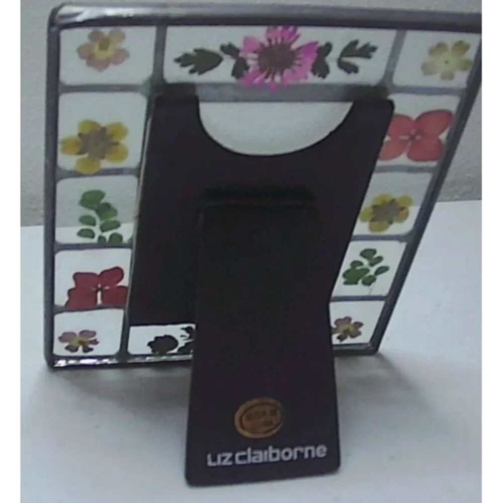 Liz Claiborne Glass pressed flower photo frame picture 3.5 x 5.5